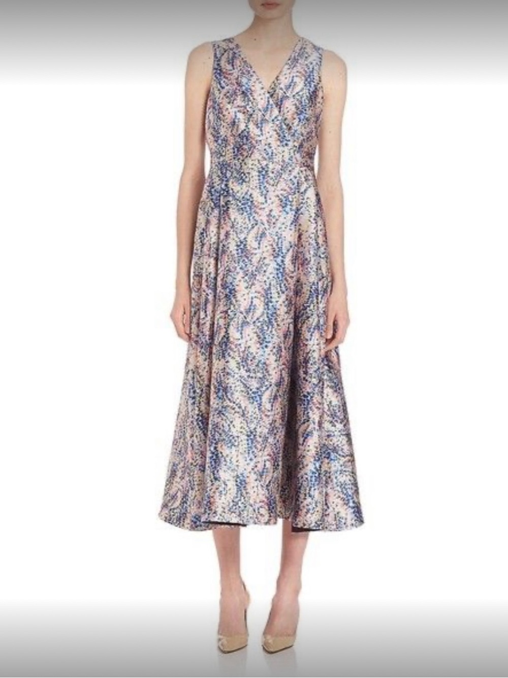 L.K. Bennett Sulan Multi-Colour Abstact Print Midi Dress Size 12